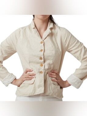 NWT H+ Hannoh Wessel Vehveh Cotton Blend Button-Up Peplum Blazer Jacket